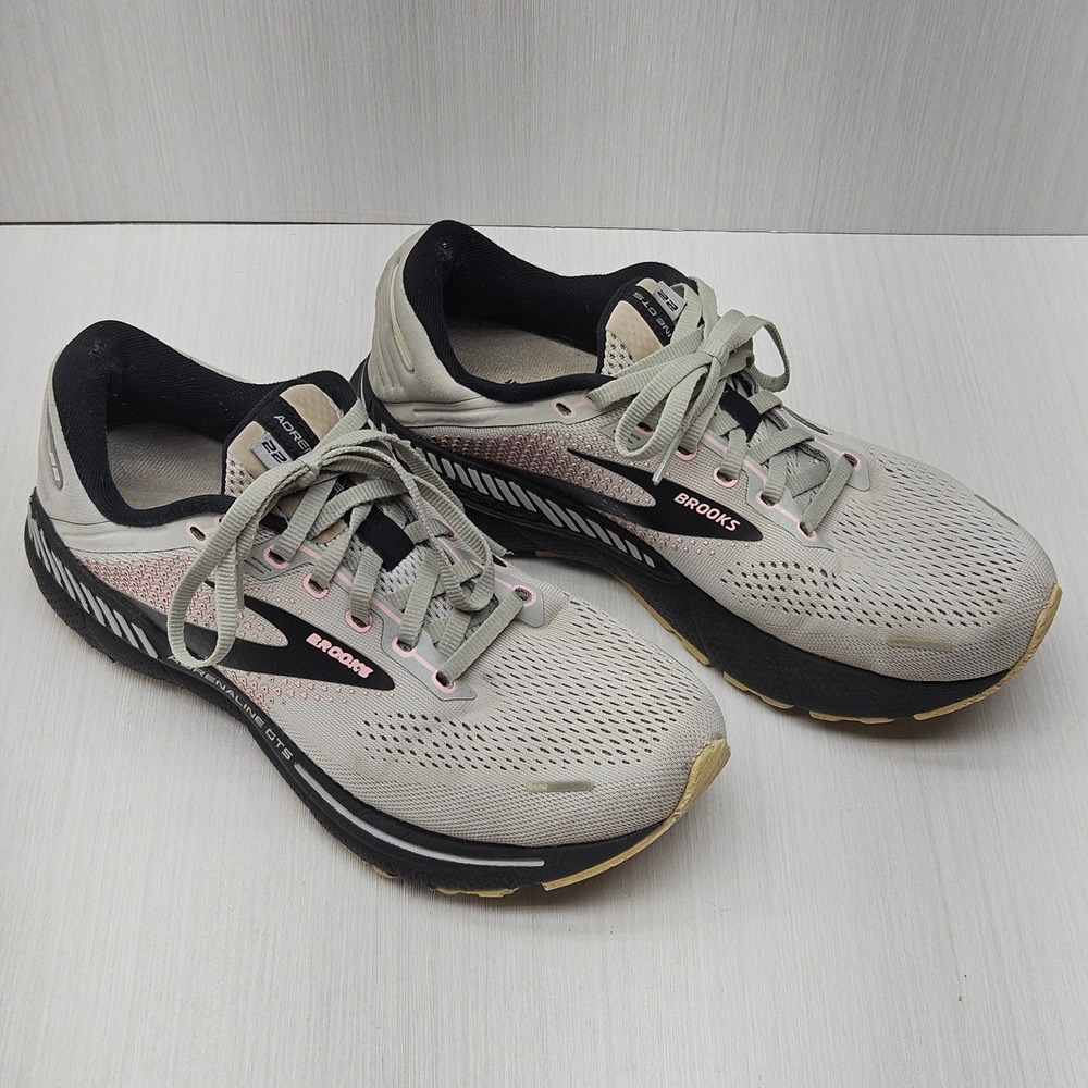 Brooks Adrenaline GTS 22 Womens 9 Grey Black Pink Running Shoes 1203531B035